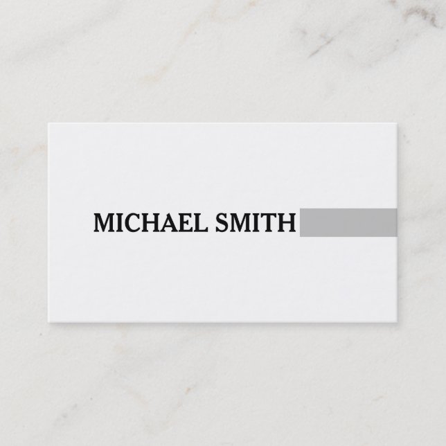 Professionell Elegant Silver Modern Plain White Visitkort (Framsida)