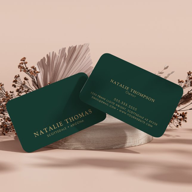 Professionell Elegant Simple Emerald Grönt och Gul Visitkort (Skapare uppladdad)