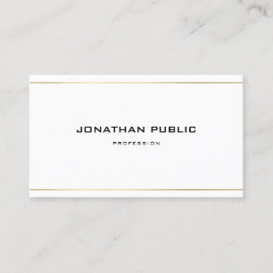 Professionell Elegant Sleek Guld Rand Plain Luxe Visitkort