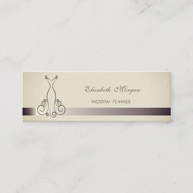 Professionell Elegant Stilren Glittrig Klänning Mini Visitkort (Framsida)