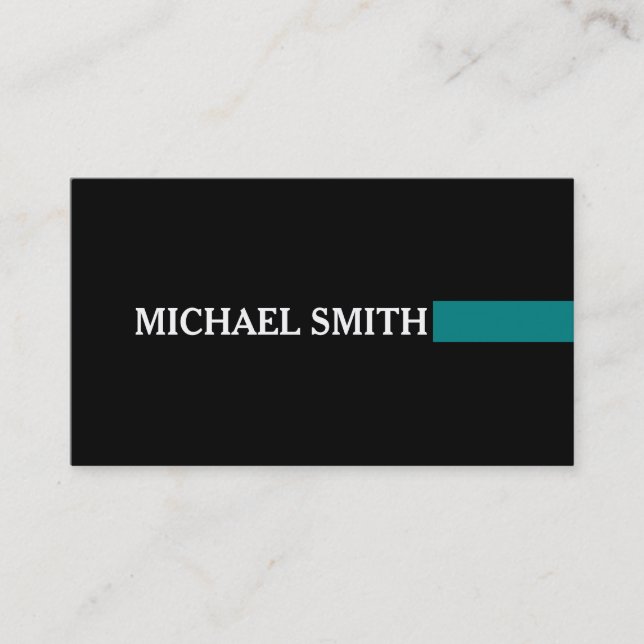 Professionell Elegant Teal Modern Plain Black Visitkort (Framsida)