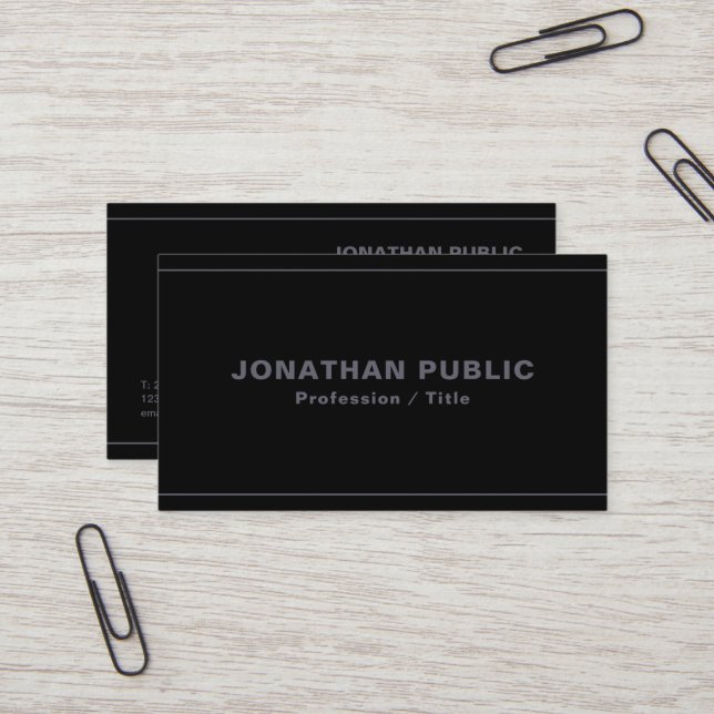 Professionell Elegant Template Black & Anthracite Visitkort (Fram/Back In Situ)