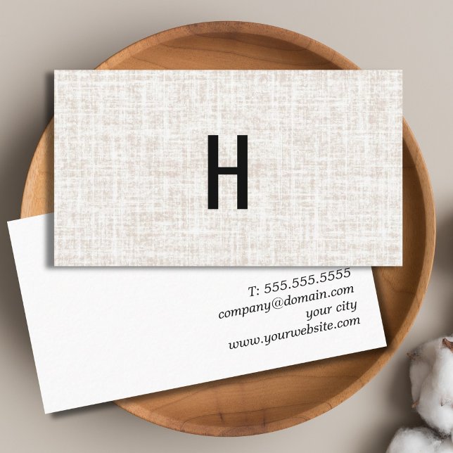 Professionell Elegant Textur Beige Svart Monogram Visitkort (Skapare uppladdad)