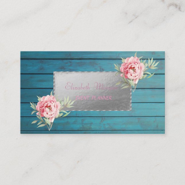 Professionell Elegant Trästruktur, Blommor Visitkort (Framsida)