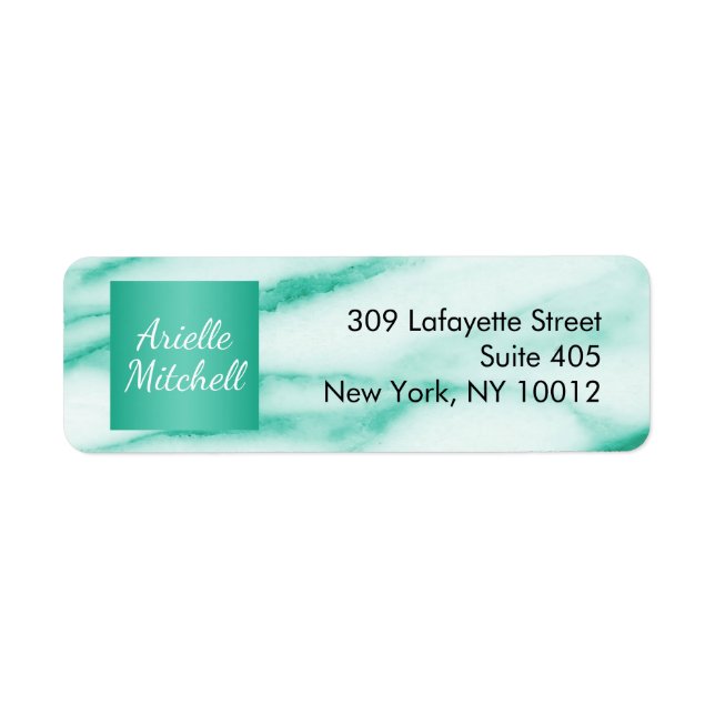 Professionell Elegant Turcos Alabaster Marble Returadress Etikett (Framsidan)