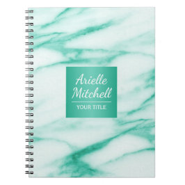 Professionell Elegant Turquise Marble med Namn Anteckningsbok