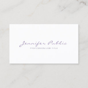 Professionell Elegant Violet White Simple Plain Visitkort