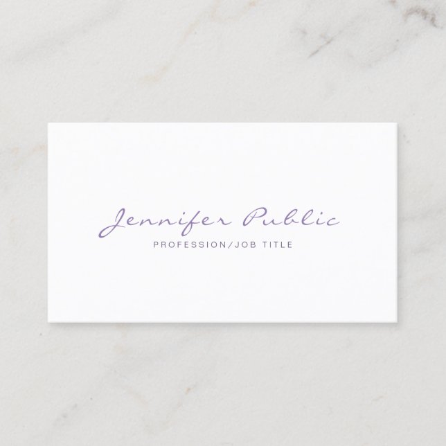 Professionell Elegant Violet White Simple Plain Visitkort (Framsida)
