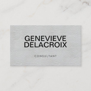 Professionell Elegant Vit Läder med Fet Text Visitkort