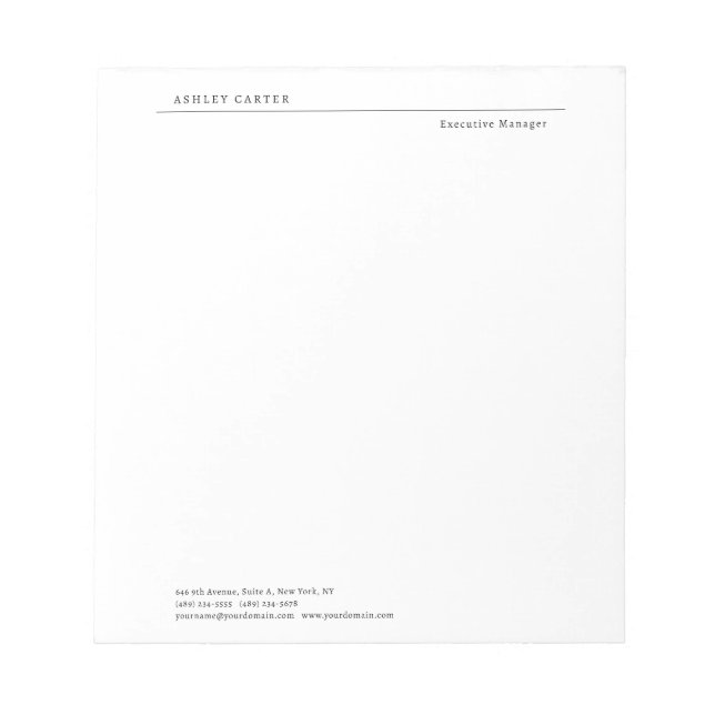 Professionell elegant vit minimalistisk modern anteckningsblock (Framsida)