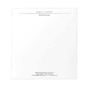 Professionell elegant vit minimalistisk modern anteckningsblock