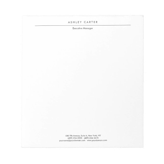Professionell elegant vit minimalistisk modern anteckningsblock (Framsida)