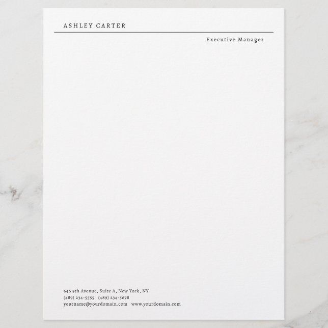 Professionell elegant vit minimalistisk modern brevhuvud (Framsida)