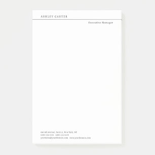 Professionell elegant vit minimalistisk modern post-it block