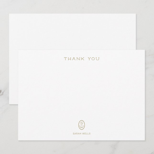 Professionell Elegant Vit monogram Tack Ca (Fram/baksida)