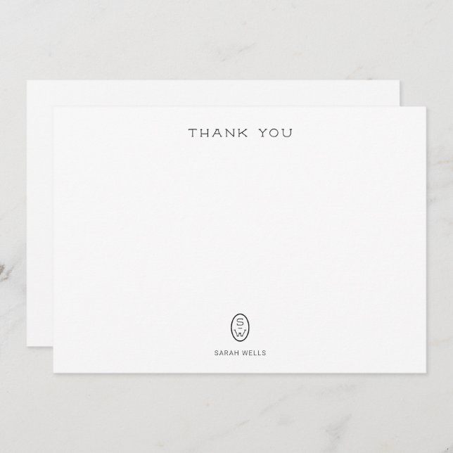 Professionell Elegant White    MonogramTack Ca Tack Kort (Fram/baksida)