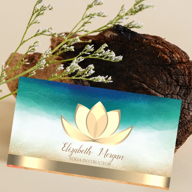 Professionell Elegant Yoga Instructor Guld Lotus Visitkort (Skapare uppladdad)