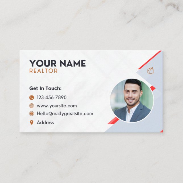 Professionell Employee Photo white red Real Gods Visitkort (Framsida)