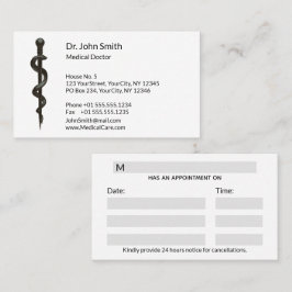 Professionell Enkel, asclepius Black Medical White Tidsbeställning Kort