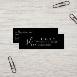 Professionell Enkel Chic Monogram svartvitt Mini Visitkort