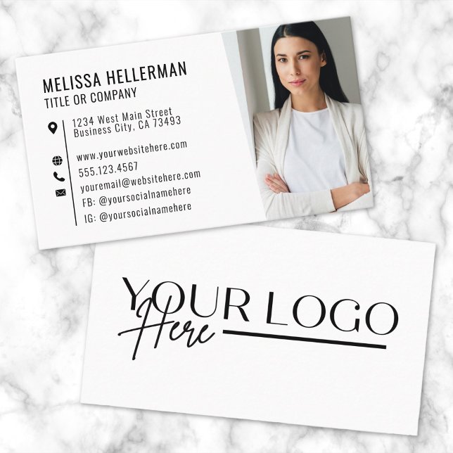 Professionell Enkel Foto Logo Affärs Korthållare Visitkort (Professional Simple Photo Logo Business Card)