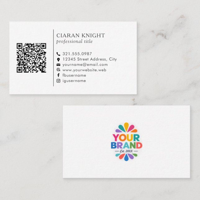 Professionell Enkel Logo QR-kod Visitkort (Fram/baksida)