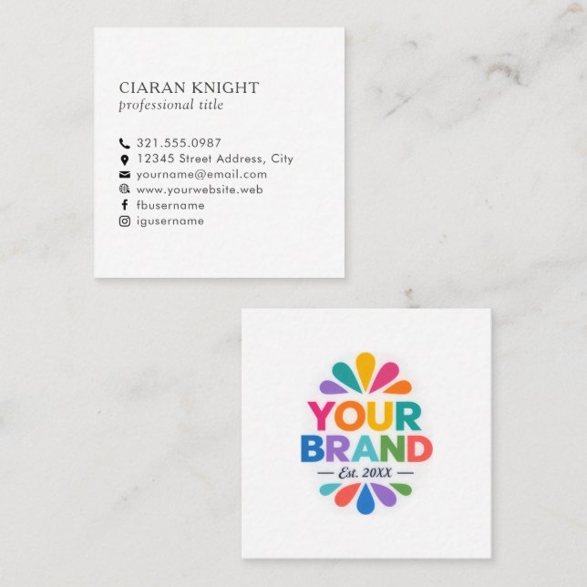 Professionell Enkel Logotyp Fyrkantigt Visitkort (Fram/baksida)