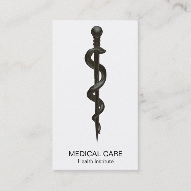 Professionell Enkel medicinsk asclepius Black Whit Visitkort (Framsida)
