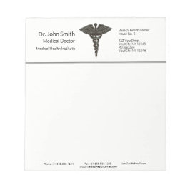 Professionell Enkel medicinsk Caduceus Black White Anteckningsblock