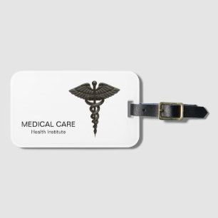 Professionell Enkel medicinsk Caduceus Black White Bagagebricka
