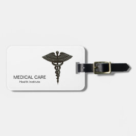 Professionell Enkel medicinsk Caduceus Black White Bagagebricka
