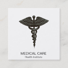 Professionell Enkel medicinsk Caduceus Black White Fyrkantigt Visitkort