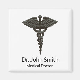 Professionell Enkel medicinsk Caduceus Black White Magnet