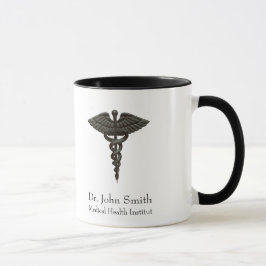 Professionell Enkel medicinsk Caduceus Black White Mugg
