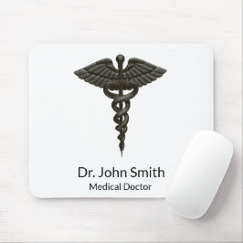 Professionell Enkel medicinsk Caduceus Black White Musmatta