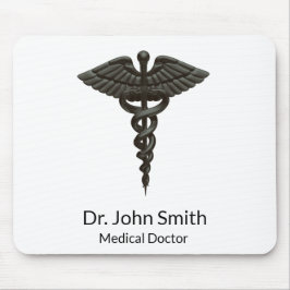 Professionell Enkel medicinsk Caduceus Black White Musmatta