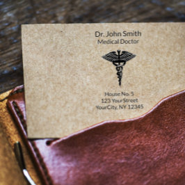 Professionell Enkel medicinsk Caduceus Black White Stämpel