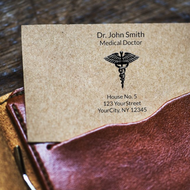 Professionell Enkel medicinsk Caduceus Black White Stämpel (Skapare uppladdad)