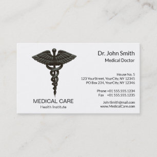 Professionell Enkel medicinsk Caduceus Black White Visitkort