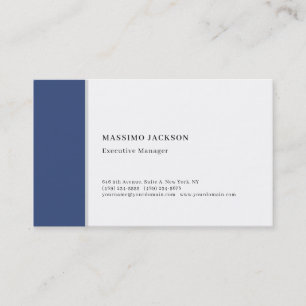 Professionell enkel minimalistisk modern blå vit visitkort