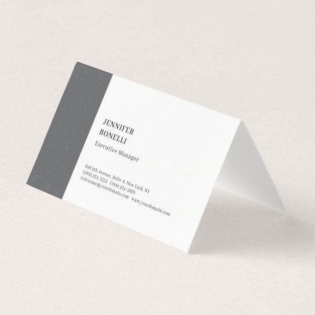 Professionell enkel minimalistisk modern grå vit visitkort (Framsida)