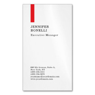 Professionell enkel minimalistisk modern röd vit magnetiska visitkort