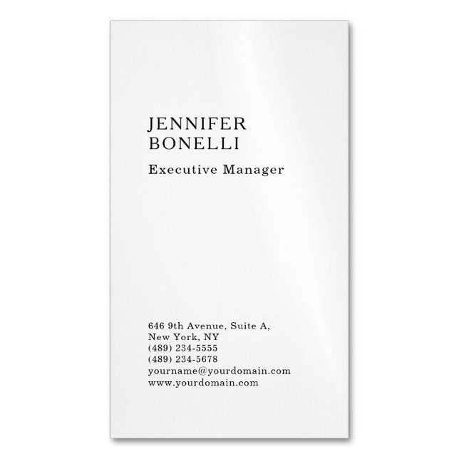 Professionell enkel minimalistisk modern trendig  magnetiska visitkort (Framsida vertikal)