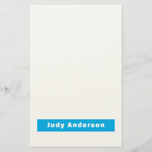 Professionell Enkel Modern Elegant Namn Blå Vit Brevpapper