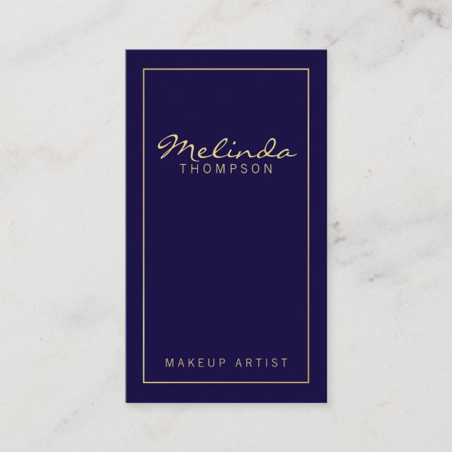 Professionell Enkel modern marin blå och Guld Visitkort (Framsida)