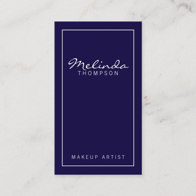 Professionell Enkel modern marin blå och vit Visitkort (Framsida)