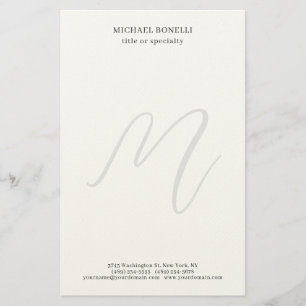 Professionell Enkel Modern Minimalist Monogram Brevpapper