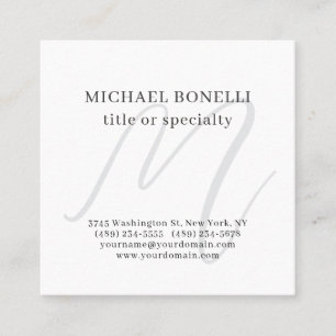 Professionell Enkel Modern Minimalist Monogram Fyrkantigt Visitkort