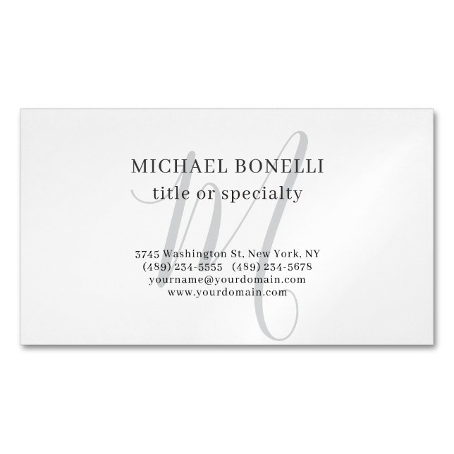 Professionell Enkel Modern Minimalist Monogram Magnetiska Visitkort (Framsida)