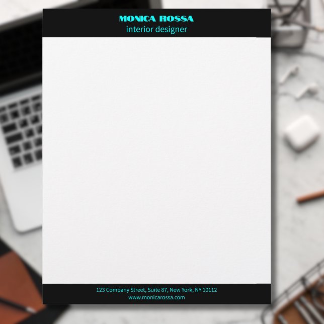 Professionell Enkel modern Neon Blue Letterhead Brevhuvud (Skapare uppladdad)